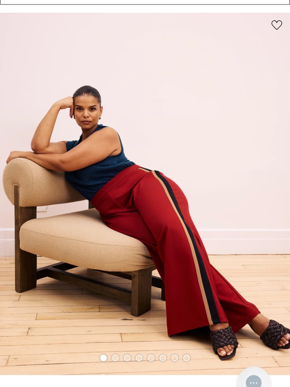 Universal Standard Crimson Wide-Leg Pants with Black and Tan Side Stripes